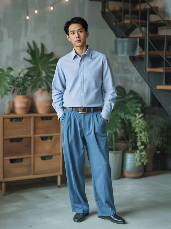 Blue_Oxford_Button_Down_Casual_Shirt_For_Men