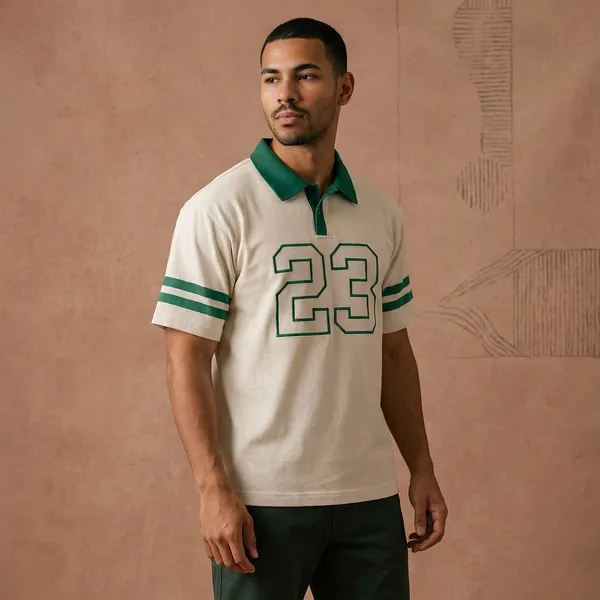White_Street_Classic_23_Striped_Sleeve_T_Shirt_For_Men