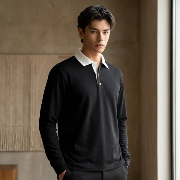 Black_Noir_Contrast_Collar_Polo_T_Shirt_For_Men