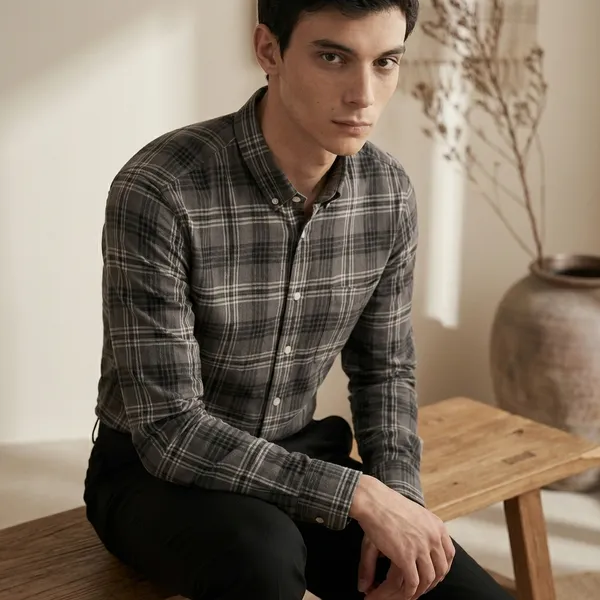 Grey_Shadow_Check_Premium_Cotton_Drill_Casual_Shirt_For_Men