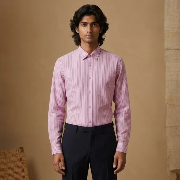 Pink_Striped_Seersucker_Casual_Shirt_For_Men
