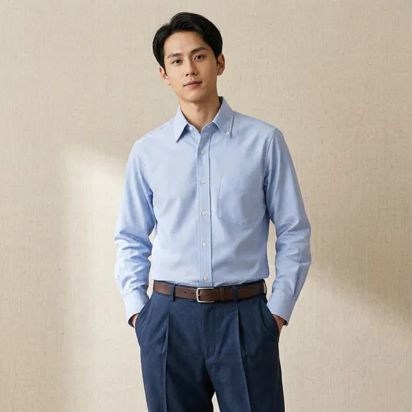 Blue_Oxford_Button_Down_Casual_Shirt_For_Men
