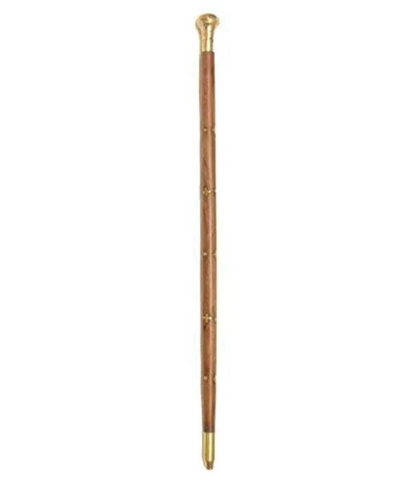 Wooden_Walking_Stick_With_Brass_Handle_And_Tip_24_INCH