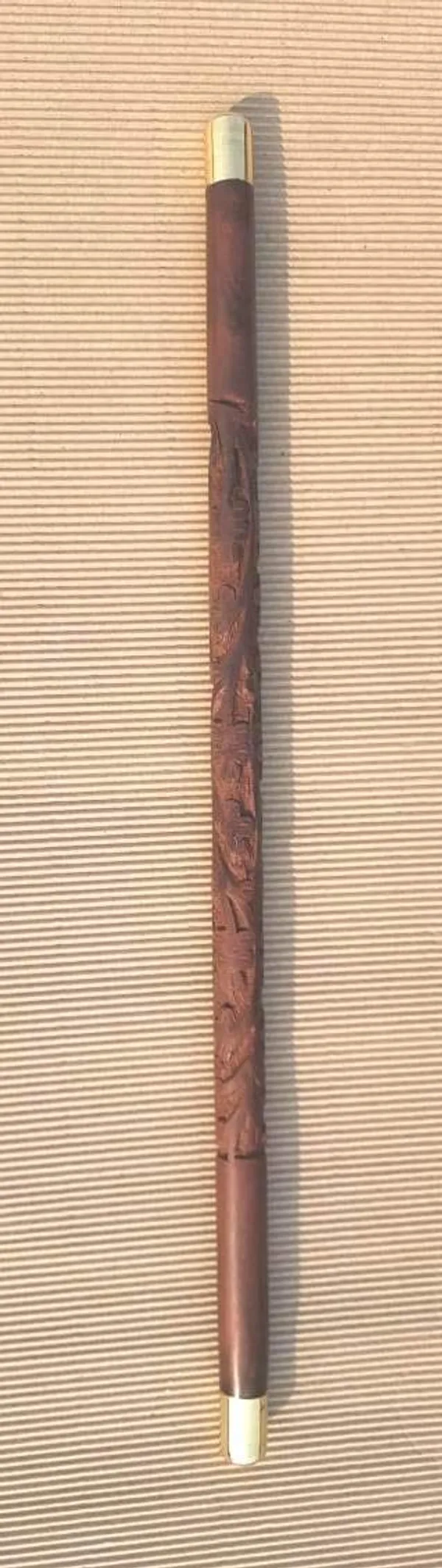 Carved_Wooden_Walking_Stick_With_Brass_Caps_Traditional_Design_Cane