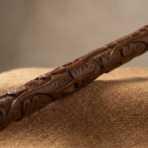 Handcrafted_Wooden_Walking_Stick_With_Decorative_Carving