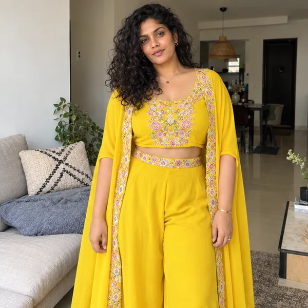 Bright_Yellow_Embroidered_Crop_Top_With_Wide_Leg_Palazzo_And_Long_Shrug_Set