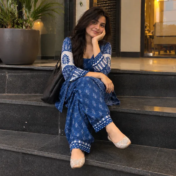 Indigo_Blue_Cotton_Block_Print_Contrast_Sleeve_Kurta_With_Patiala_And_Dupatta_Set