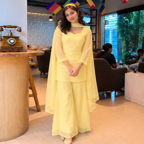 Light_Yellow_Straight_Kurta_With_Flared_Sharara_And_Net_Dupatta_Set