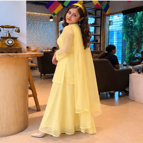 Light_Yellow_Straight_Kurta_With_Flared_Sharara_And_Net_Dupatta_Set