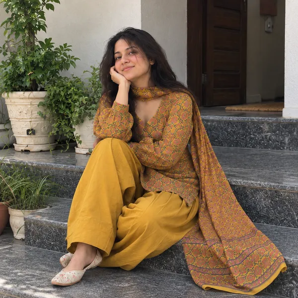 Mustard_Yellow_Medallion_Print_Cotton_Kurta_With_Patiala_Salwar_And_Dupatta_Set