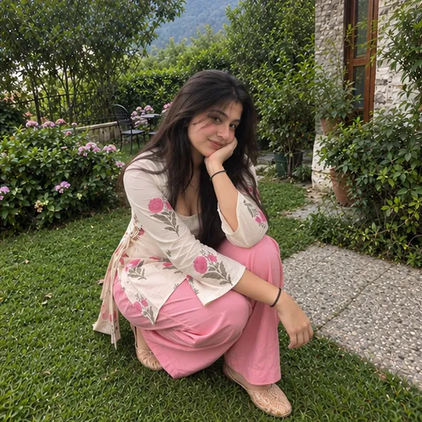 Off_White_Cotton_Large_Rose_Block_Print_Tie-Up_Kurta_With_Solid_Pink_Palazzo_Set