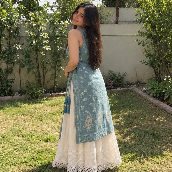 Sky_Blue_Cotton_Paisley_Print_Angrakha_Kurta_With_Embroidered_White_Sharara_Set