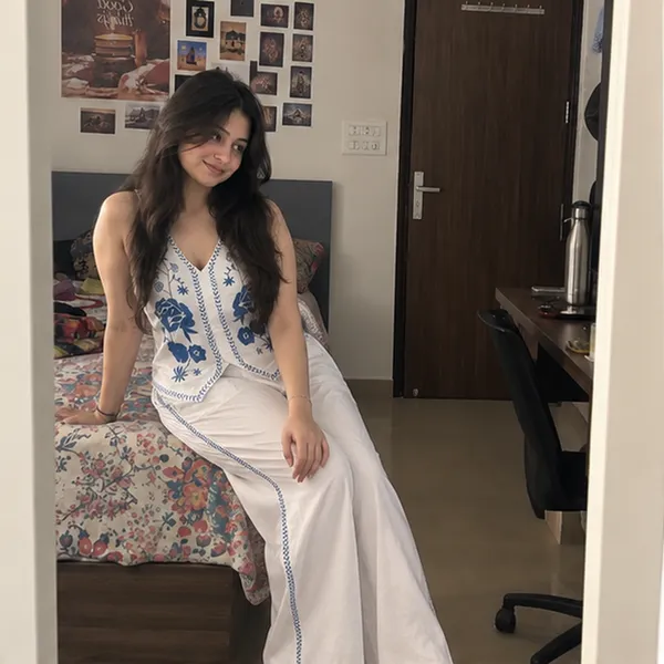 White_Cotton_Blue_Floral_Embroidered_Sleeveless_Top_With_Straight_Pant_Co-Ord_Set