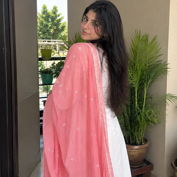 White_Cotton_Floral_Embroidered_Straight_Kurta_With_Palazzo_And_Pink_Chikankari_Dupatta_Set