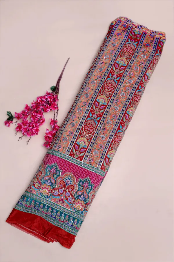 Floral_Stripe_Placement_Print_Fabric_With_Ornamental_Border