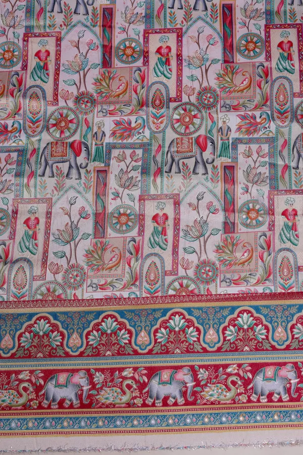 Pure_Viscose_Dolla_Jacquard_Ethnic_Scenic_Position_Print_Fabric_With_Elephant_Border