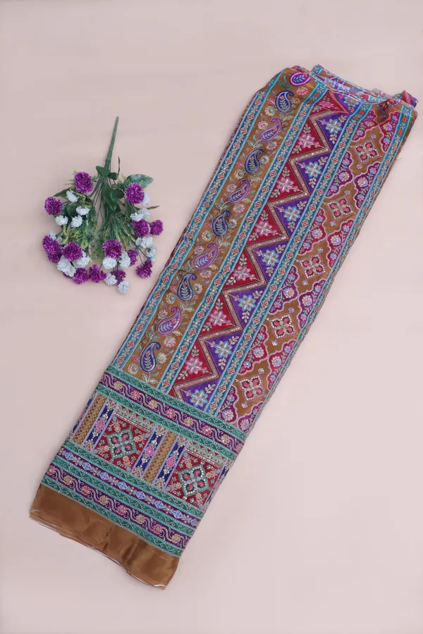 Natural_Crepe_Camel_Brown_Geometric_Ethnic_Placement_Print_Fabric_With_Paisley_Ornamental_Border