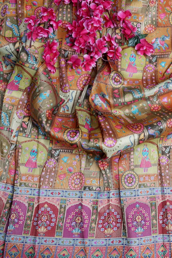 Pure_Viscose_Dolla_Jacquard_Camel_Ethnic_Scenic_Position_Print_Fabric_With_Ornamental_Border