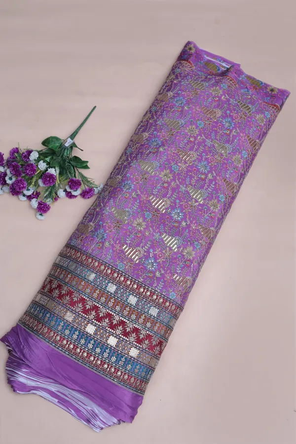 Natural_Crepe_Lavender_Purple_Floral_Buta_Placement_Print_Fabric_With_Heavy_Ornamental_Border