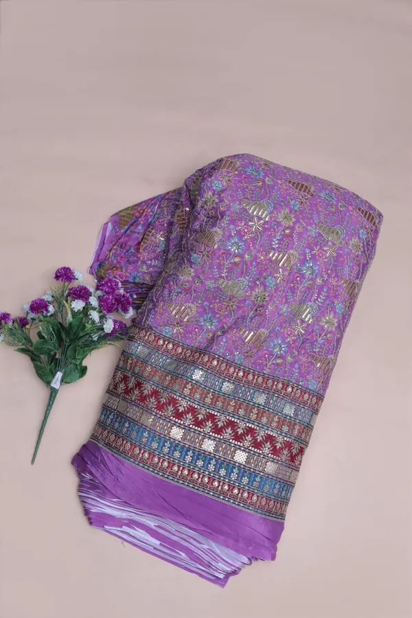 Natural_Crepe_Lavender_Purple_Floral_Buta_Placement_Print_Fabric_With_Heavy_Ornamental_Border