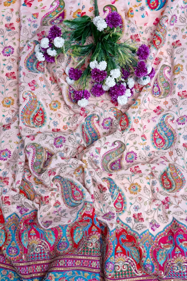 Natural_Crepe_Off_White_Paisley_Floral_Placement_Print_Fabric_With_Peacock_Ornamental_Border