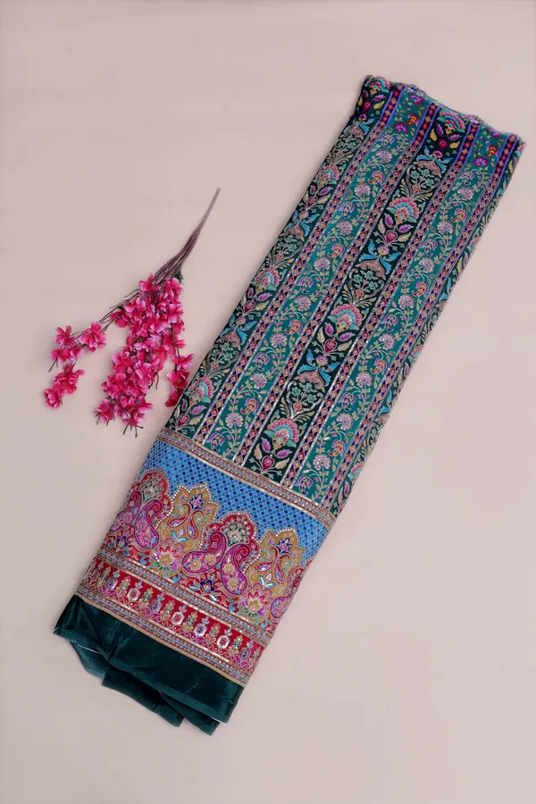 Floral_Stripe_Placement_Print_Fabric_With_Ornamental_Border