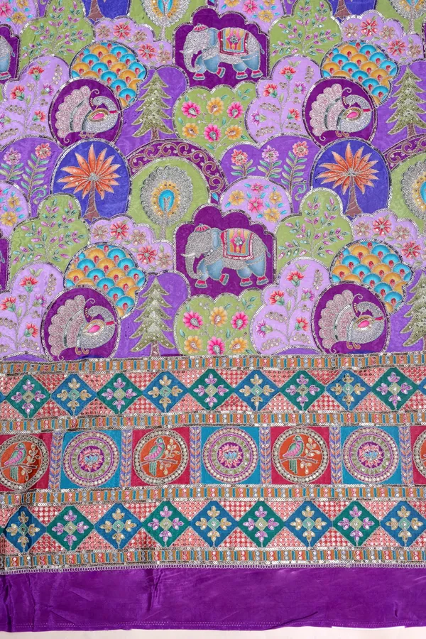 Natural_Crepe_Periwinkle_Blue_Floral_Buta_Placement_Print_Fabric_With_Heavy_Ornamental_Border