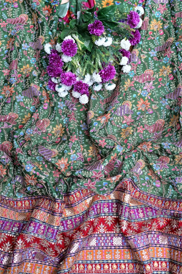 Natural_Crepe_Mint_Green_Floral_Buta_Placement_Print_Fabric_With_Heavy_Ornamental_Border