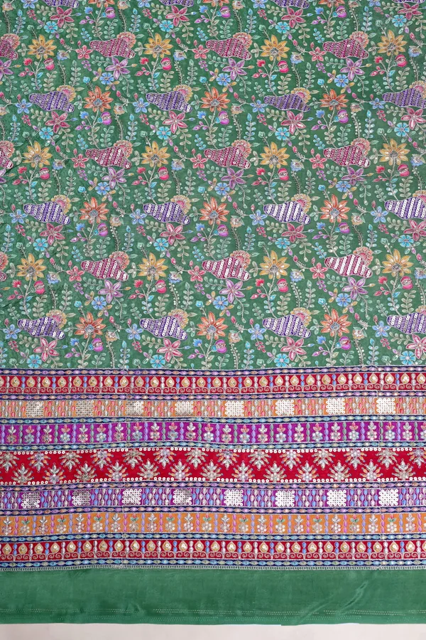 Natural_Crepe_Mint_Green_Floral_Buta_Placement_Print_Fabric_With_Heavy_Ornamental_Border