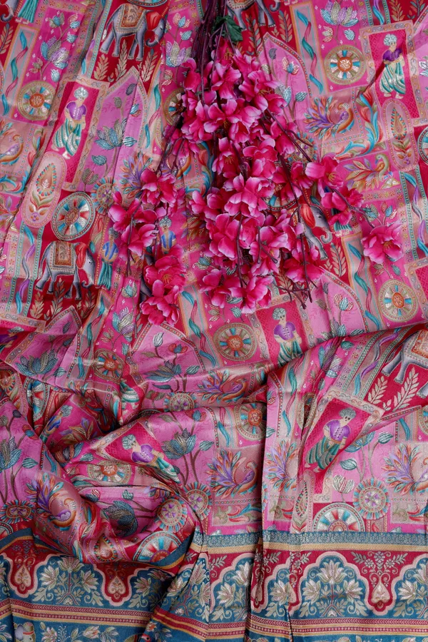 Pure_Viscose_Dolla_Jacquard_Bright_Ethnic_Scenic_Position_Print_Fabric_With_Elephant_Border