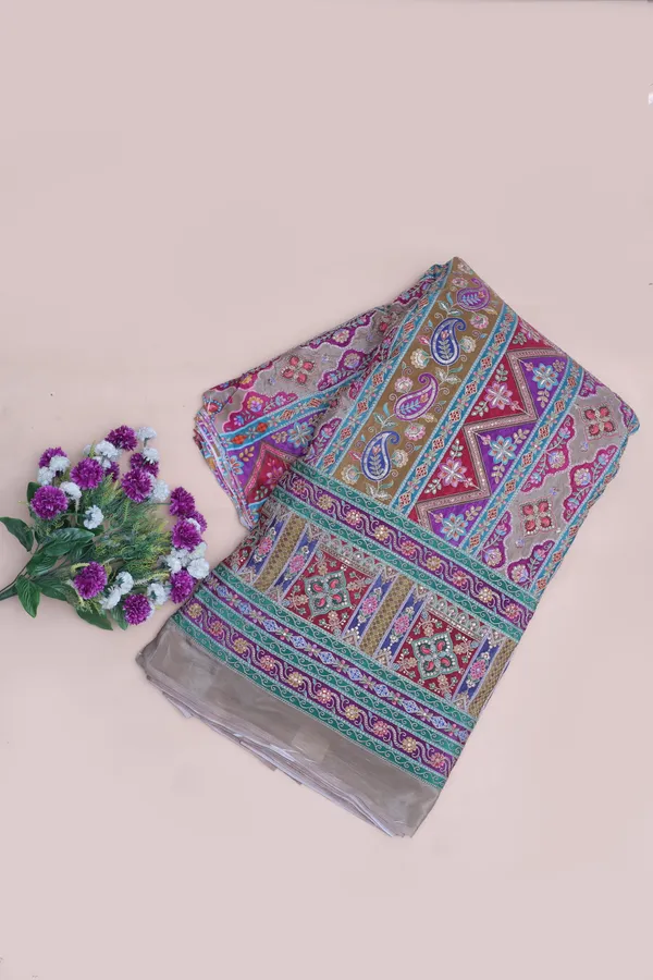 Natural_Crepe_Beige_Geometric_Ethnic_Placement_Print_Fabric_With_Paisley_Ornamental_Border
