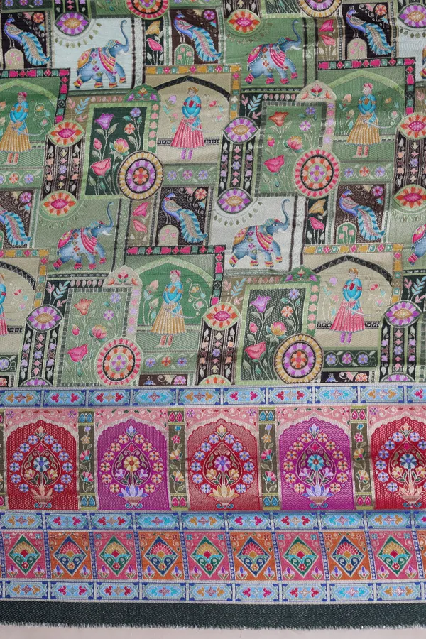 Pure_Viscose_Dolla_Jacquard_Sage_Ethnic_Scenic_Position_Print_Fabric_With_Ornamental_Border