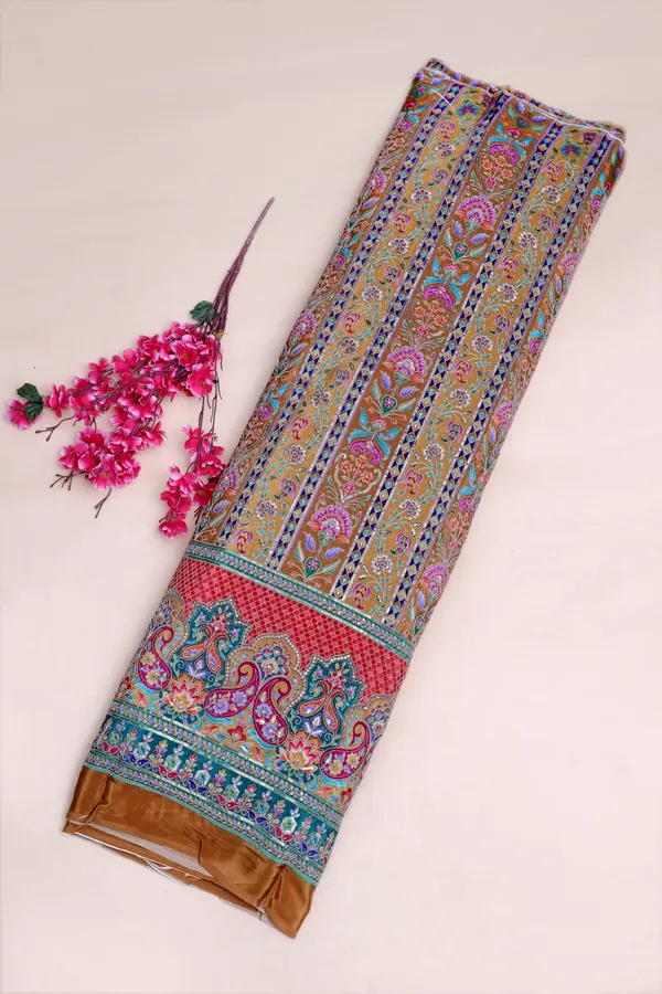 Natural_Crepe_Royal_Blue_Paisley_Floral_Placement_Print_Fabric_With_Peacock_Ornamental_Border