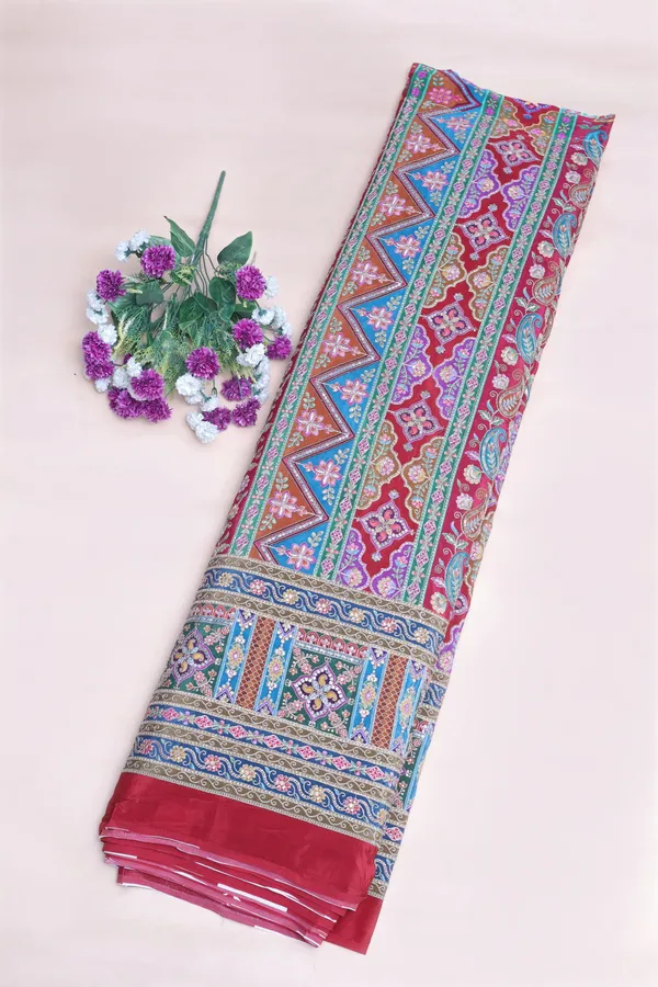 Natural_Crepe_Deep_Red_Geometric_Ethnic_Placement_Print_Fabric_With_Paisley_Ornamental_Border