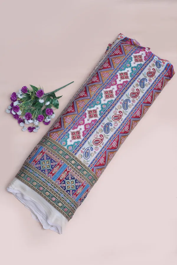 Natural_Crepe_Off_White_Geometric_Ethnic_Placement_Print_Fabric_With_Paisley_Ornamental_Border