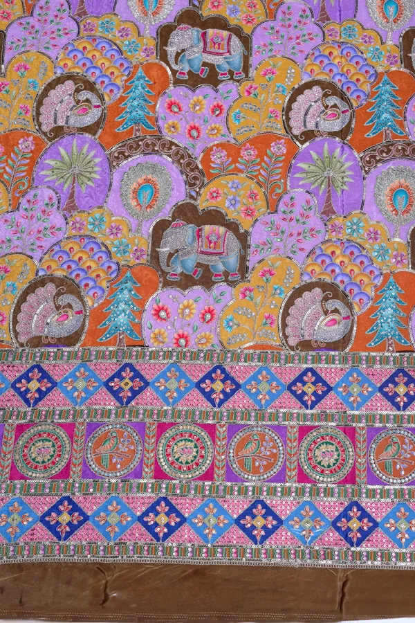 Natural_Crepe_Lavender_Purple_Floral_Buta_Placement_Print_Fabric_With_Heavy_Ornamental_Border
