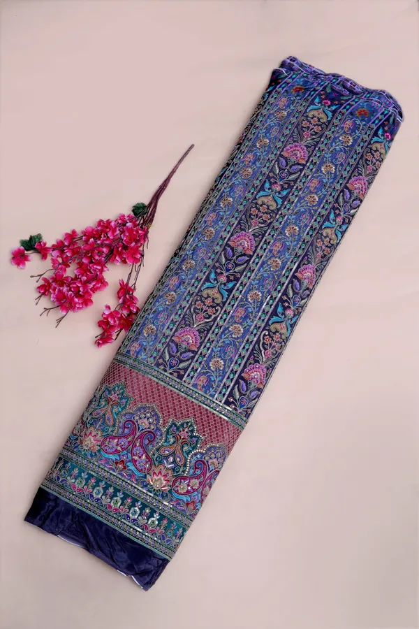 Floral_Stripe_Placement_Print_Fabric_With_Ornamental_Border