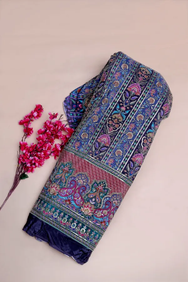 Floral_Stripe_Placement_Print_Fabric_With_Ornamental_Border