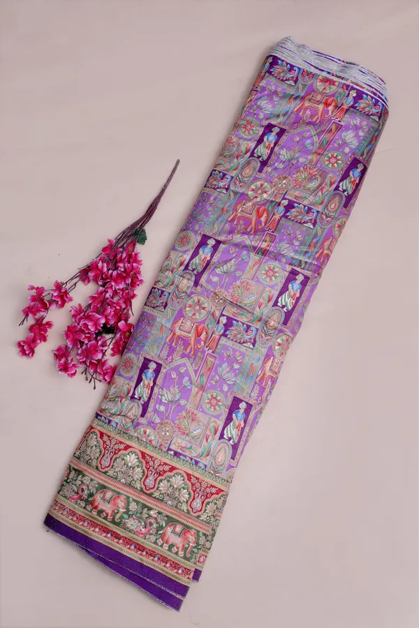 Pure_Viscose_Dolla_Jacquard_Ethnic_Scenic_Position_Print_Fabric_With_Elephant_Border