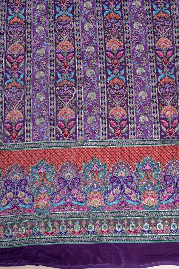 Royal_Floral_Stripe_Placement_Print_Fabric_With_Ornamental_Border