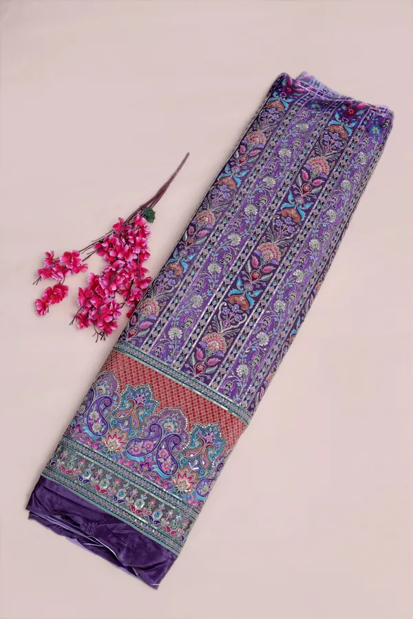 Royal_Floral_Stripe_Placement_Print_Fabric_With_Ornamental_Border