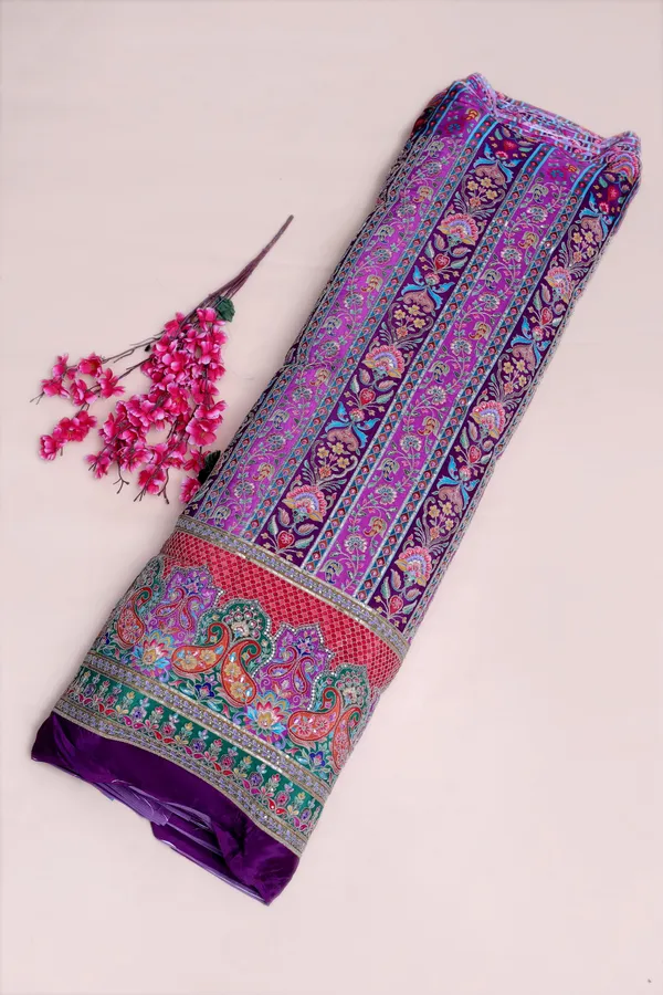 Floral_Stripe_Placement_Print_Fabric_With_Ornamental_Border
