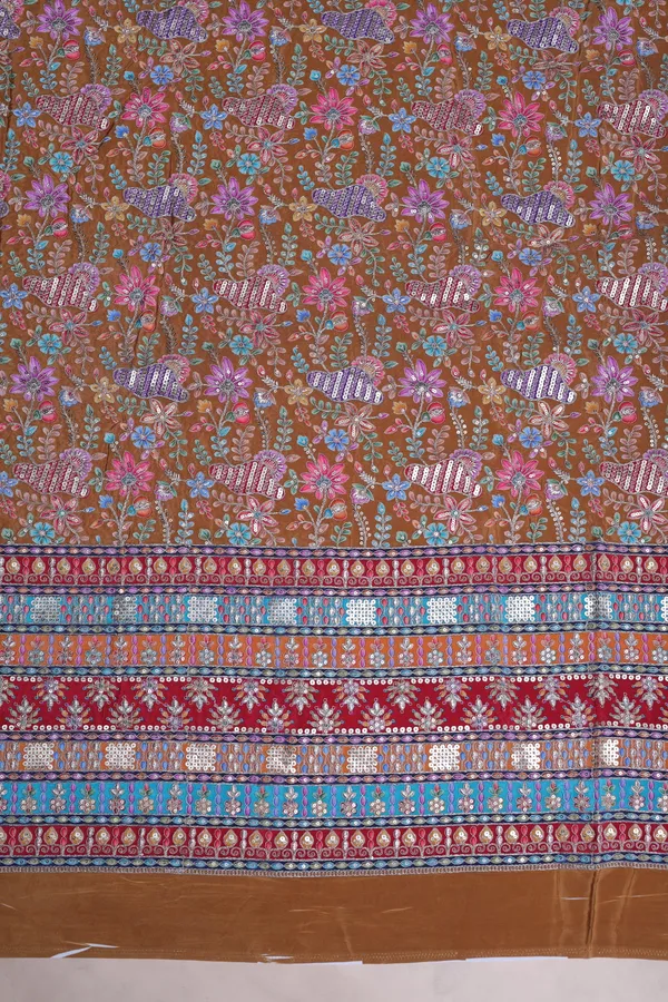 Natural_Crepe_Camel_Brown_Floral_Buta_Placement_Print_Fabric_With_Heavy_Ornamental_Border