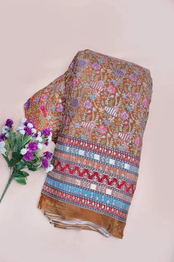 Natural_Crepe_Camel_Brown_Floral_Buta_Placement_Print_Fabric_With_Heavy_Ornamental_Border