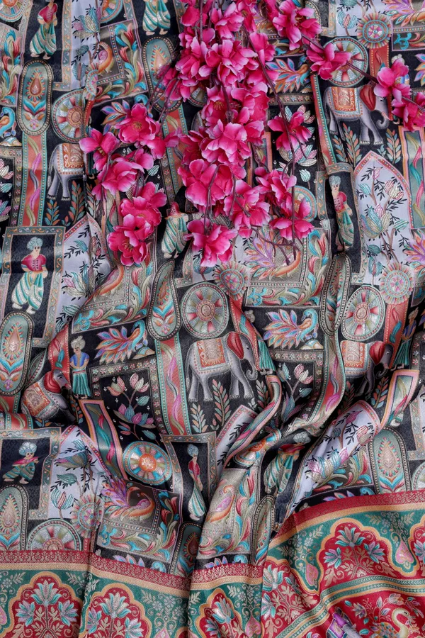 Pure_Viscose_Dolla_Jacquard_Ethnic_Scenic_Position_Print_Fabric_With_Elephant_Border