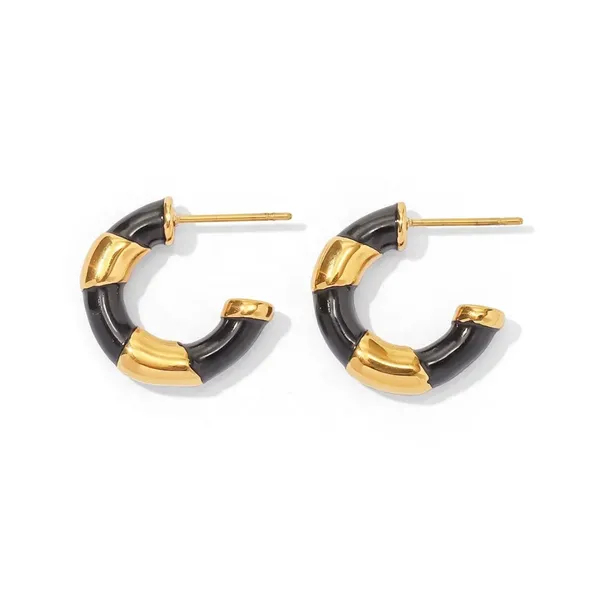 Rae_Black_Gold_Enamel_Huggies