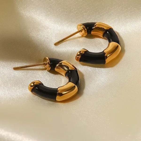 Rae_Black_Gold_Enamel_Huggies