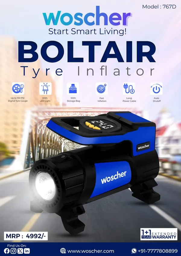 Wascher_Model_767D_Portable_Corded_Tyre_Inflator_12V_Dc,_150_Psi,_Black_And_Blue