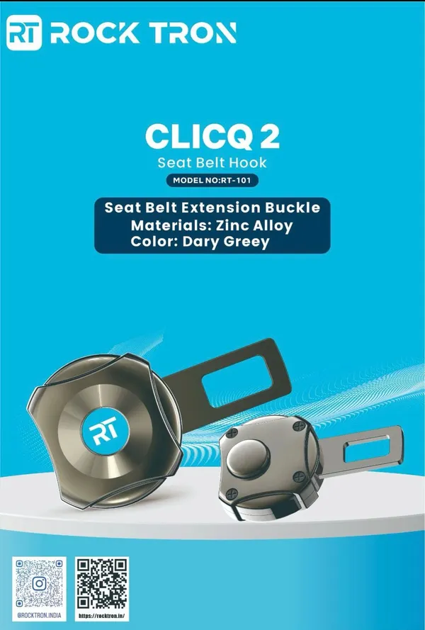 Clicq_2_Seat_Belt_Hook_Zinc_Alloy_Extension_Buckle_Dark_Grey