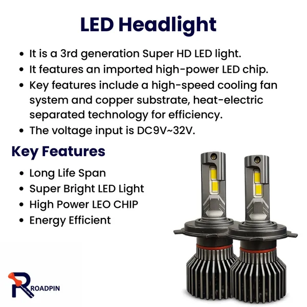 Roadpin_Automotive_Led_Headlight_Bulbs_H7_Type,_400W_40000Lm_High_Power_Led_Chip